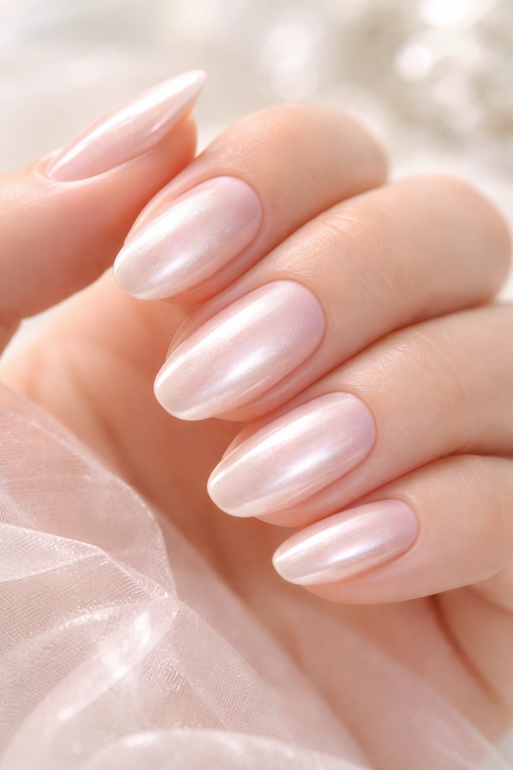 Nails with pearly iridescent finish