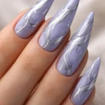 16 Blue and Silver Stiletto Nail Ideas