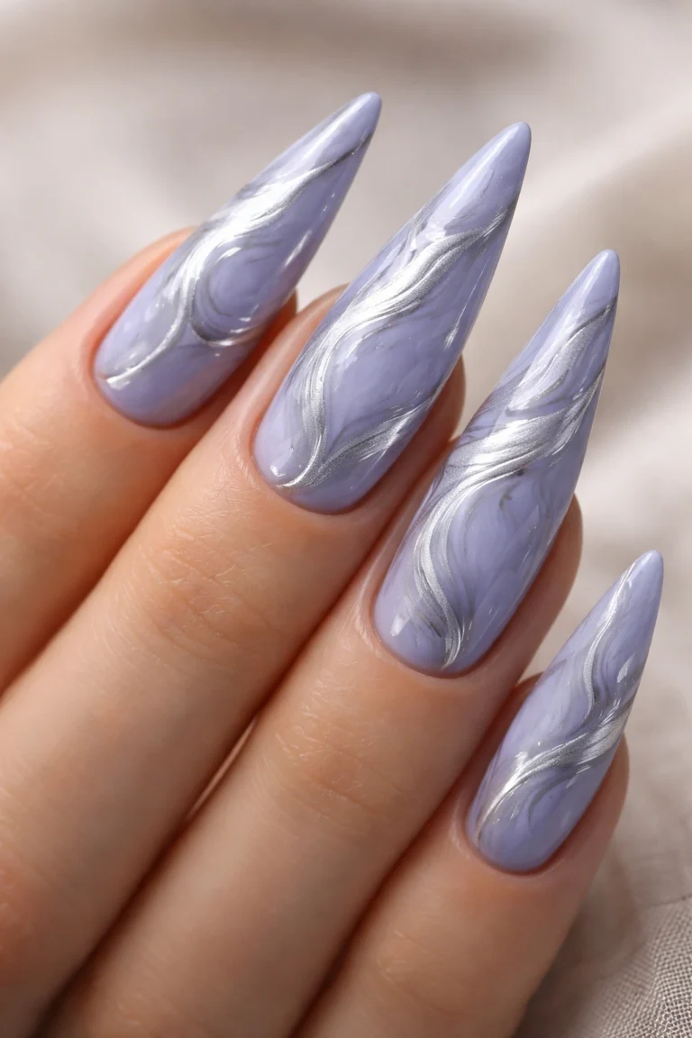 16 Blue and Silver Stiletto Nail Ideas