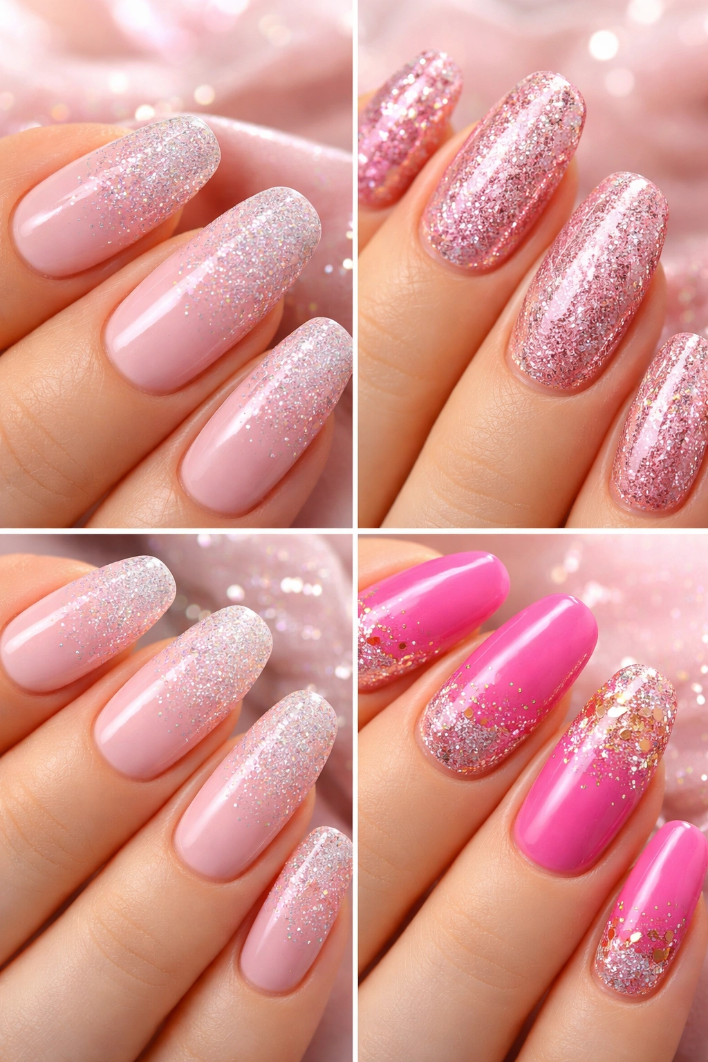 Nails with pink glitter manicure showcasing shimmer