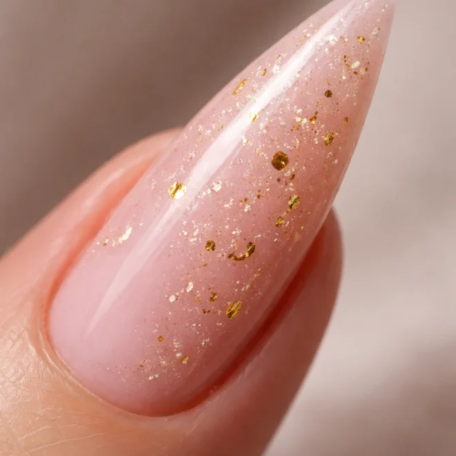 14 Pink and Gold Stiletto Nail Ideas