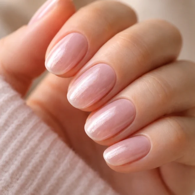 15 Pearl Short Oval Nails with a Soft Shine