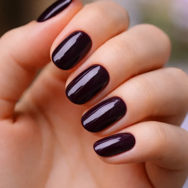 18 Deep Toned Short Oval Nails for a Bold Set