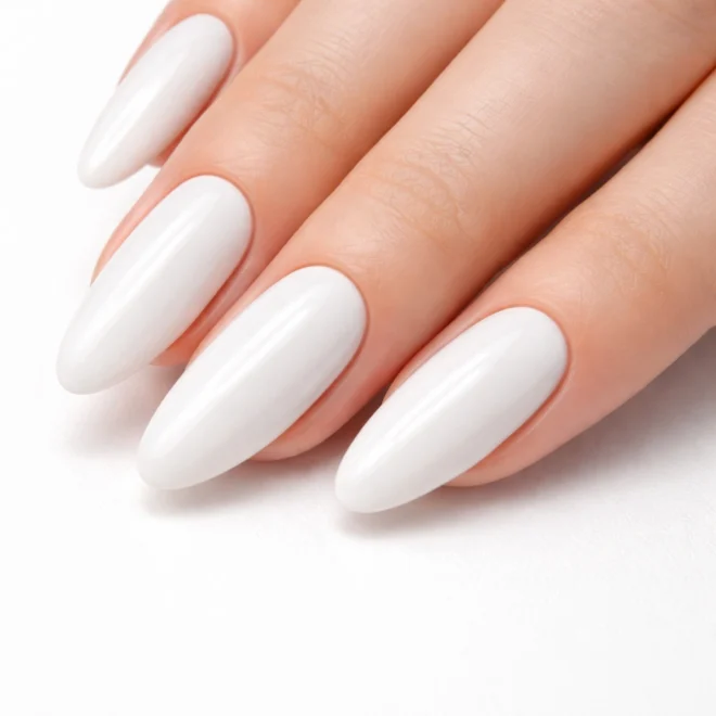 20 White Long Oval Nails for a Clean Finish