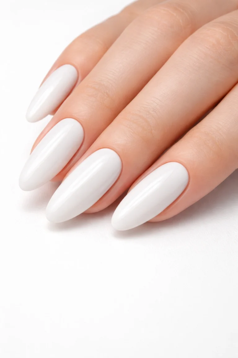20 White Long Oval Nails for a Clean Finish