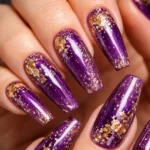 16 Purple Coffin Nail Designs for Long Nails
