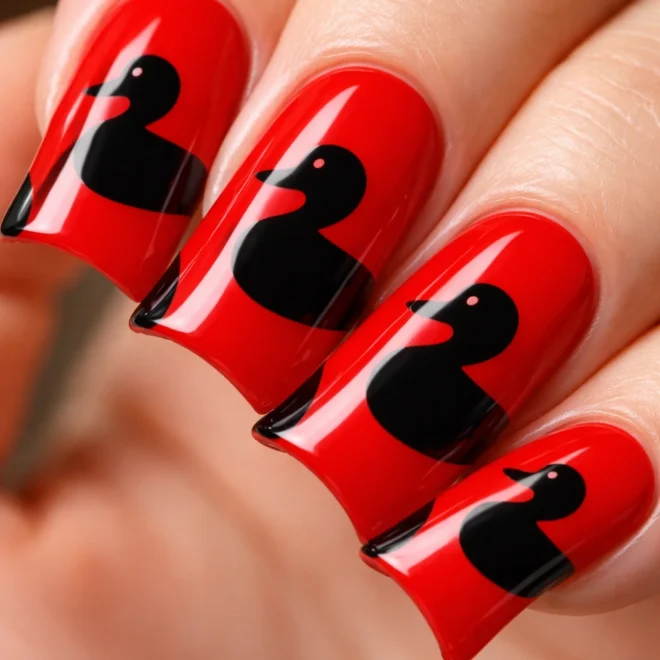14 Black and Red Duck Nail Ideas