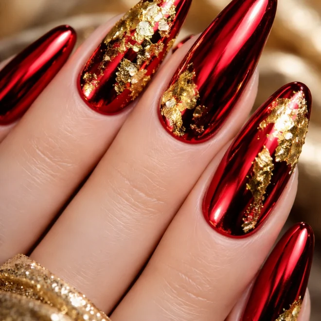 15 Red Chrome Nails for a Bold Mirror Effect