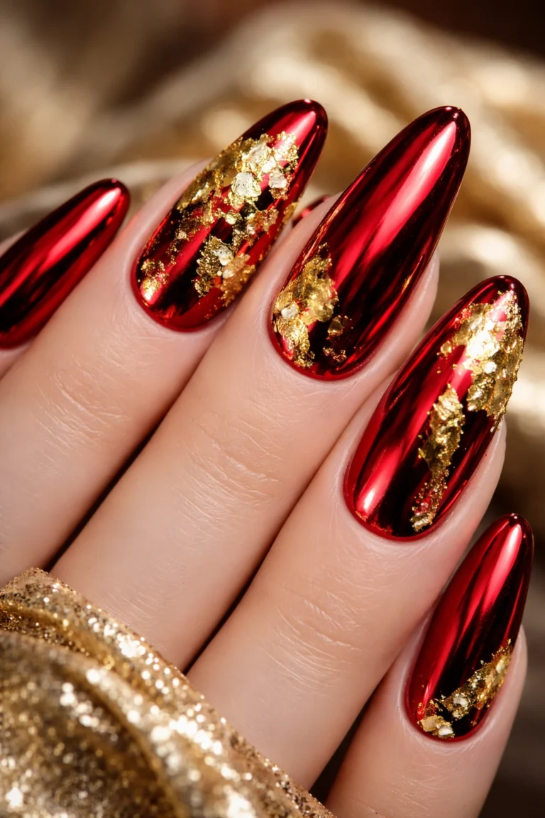 15 Red Chrome Nails for a Bold Mirror Effect