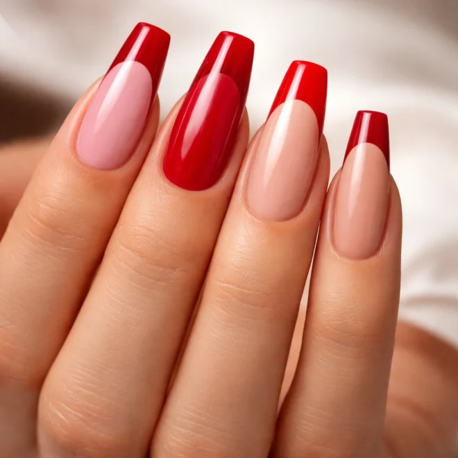 15 Red French Tip Ballerina Nails That Hit