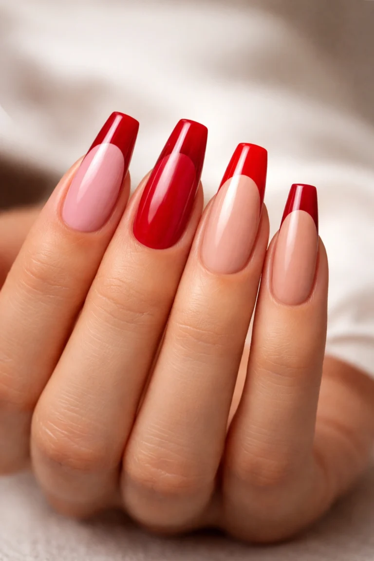 15 Red French Tip Ballerina Nails That Hit