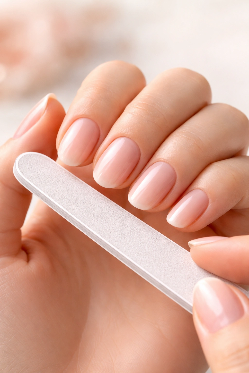 Hand with round nails following natural fingertip curve