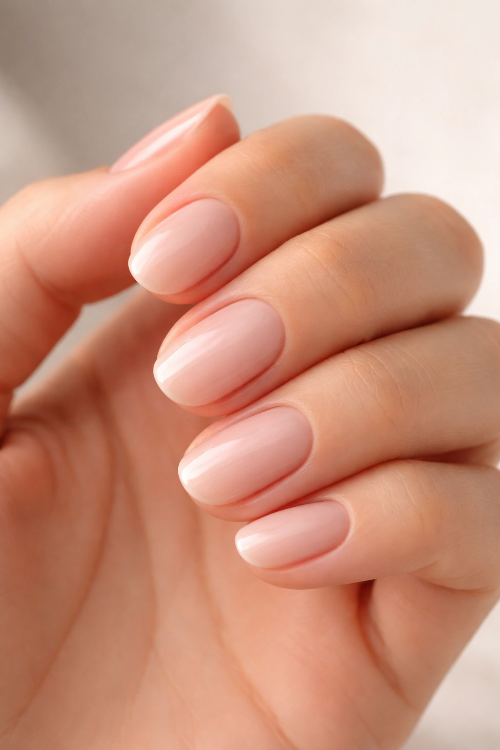 Close-up of round nails showing low-maintenance shape