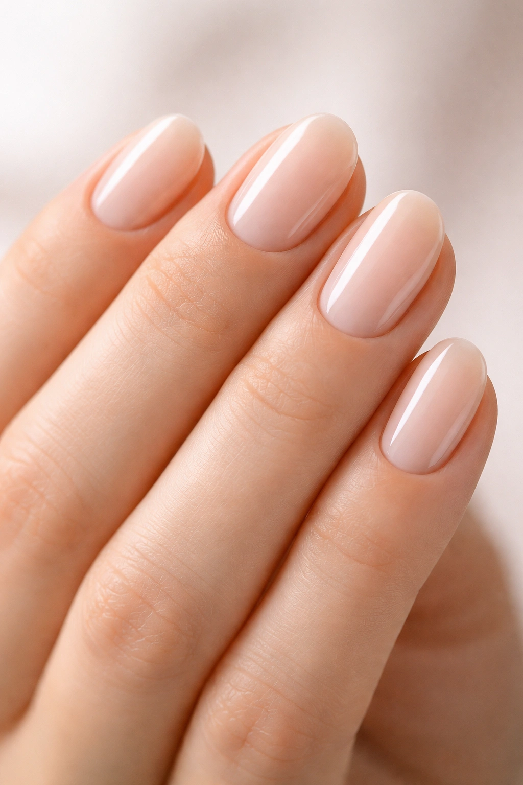Close-up of hand with rounded nails showing soft curved edges