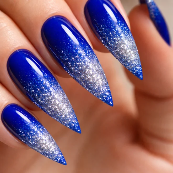 11 Royal Blue Stiletto Nail Ideas