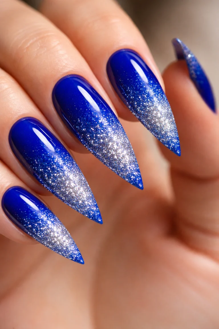 11 Royal Blue Stiletto Nail Ideas
