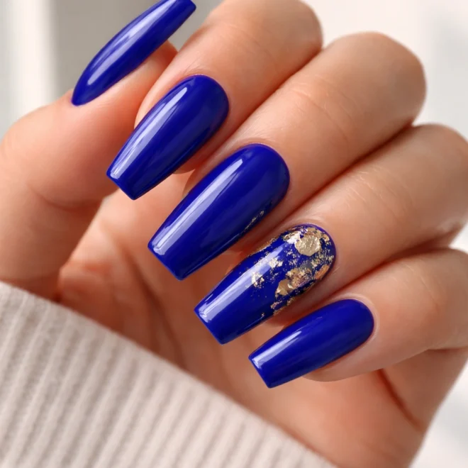 20 Royal Blue Coffin Nails for Medium Nails