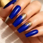 12 Royal Blue Coffin Nails for Long Nails