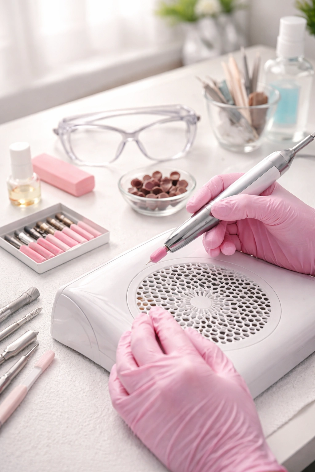 Nail drill on a clean, well-lit workspace