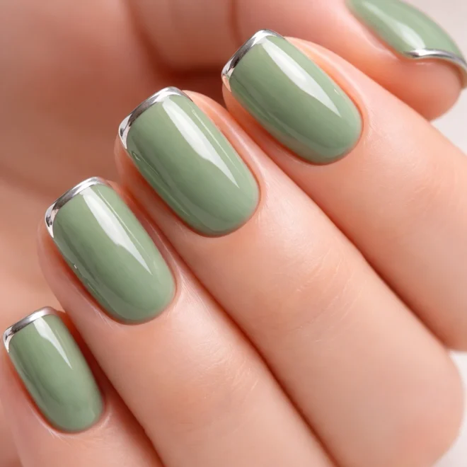15 Sage Green Short Squoval Nails to Try Next