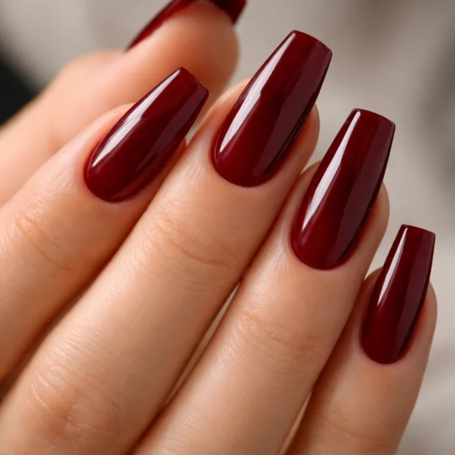15 Dark Red Ballerina Nails for a Bold Look