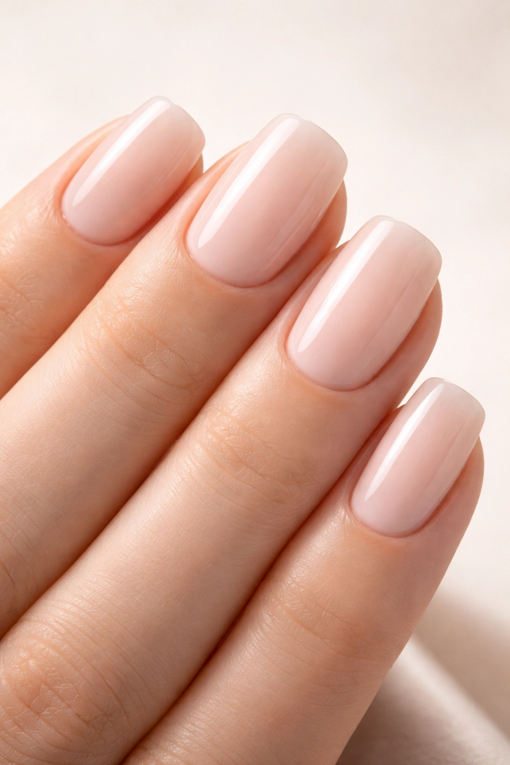 Hand with glossy squoval nails ready for salon-quality results
