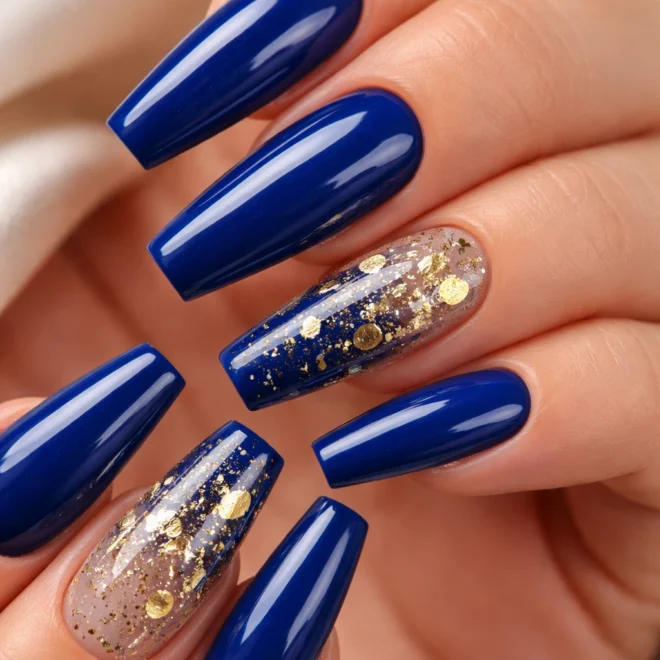 14 Blue Coffin Nail Ideas for Long Nails