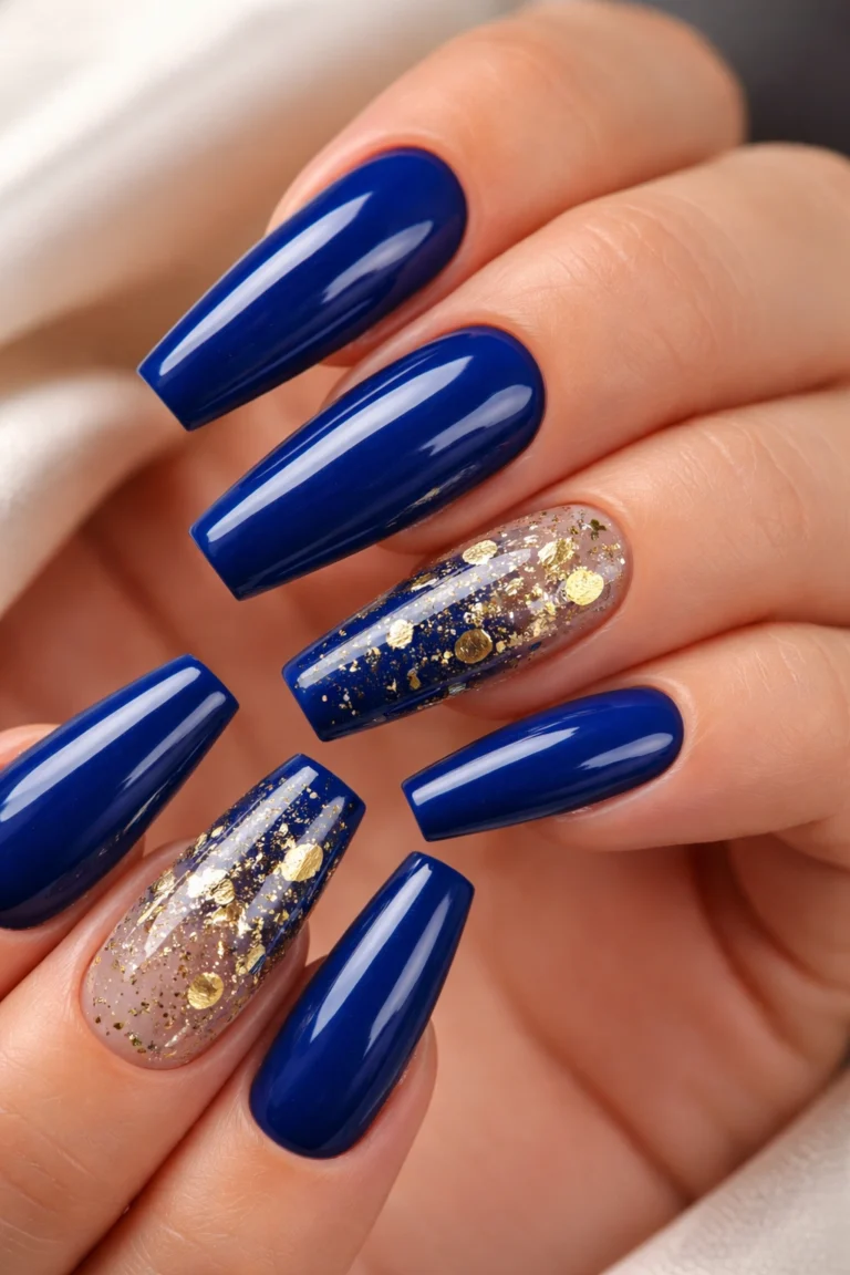 14 Blue Coffin Nail Ideas for Long Nails