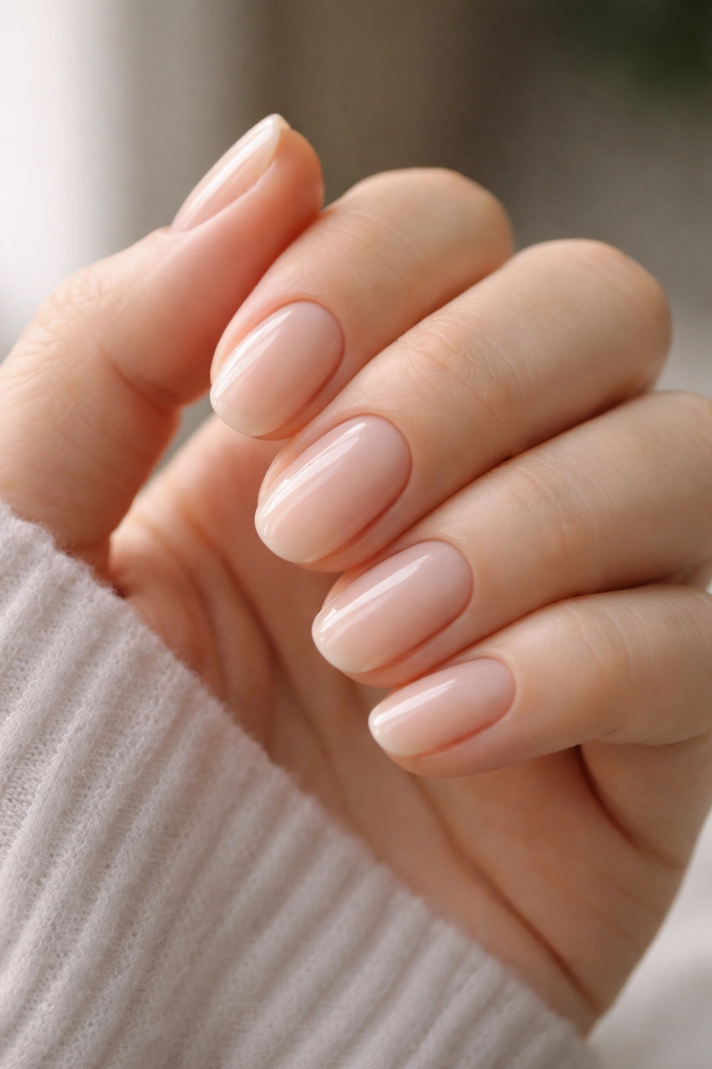Close-up of short oval nails emphasizing shape, length, and comfort