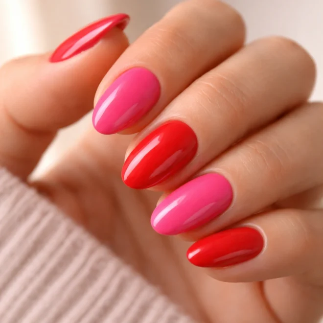 15 Pink and Red Short Almond Nails to Try