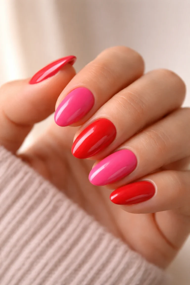 15 Pink and Red Short Almond Nails to Try