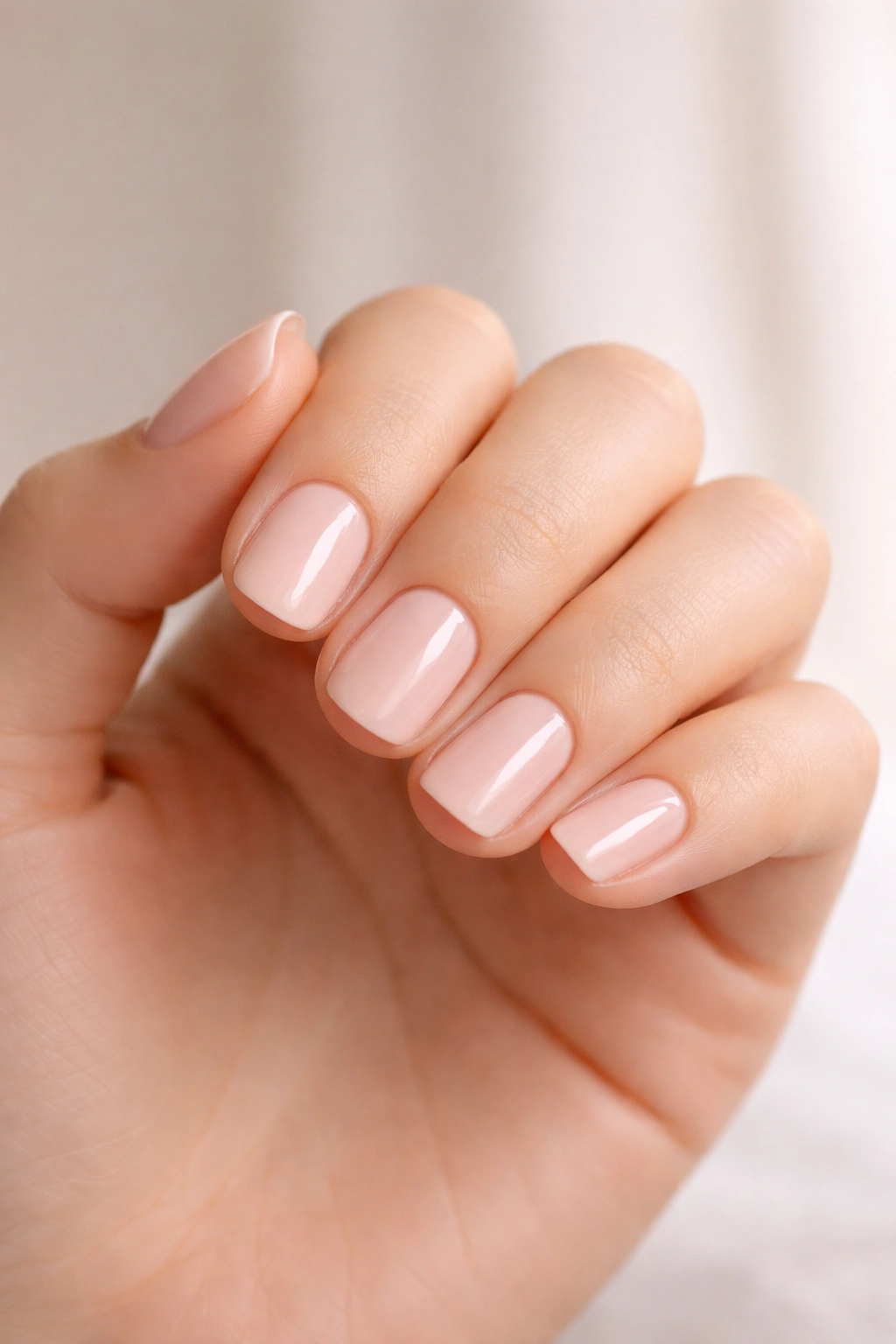 Close-up of a small hand with short, neatly manicured nails