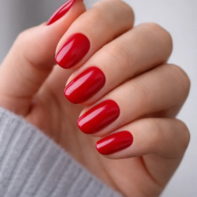 15 Bold Red Short Oval Nails for a Classic Look