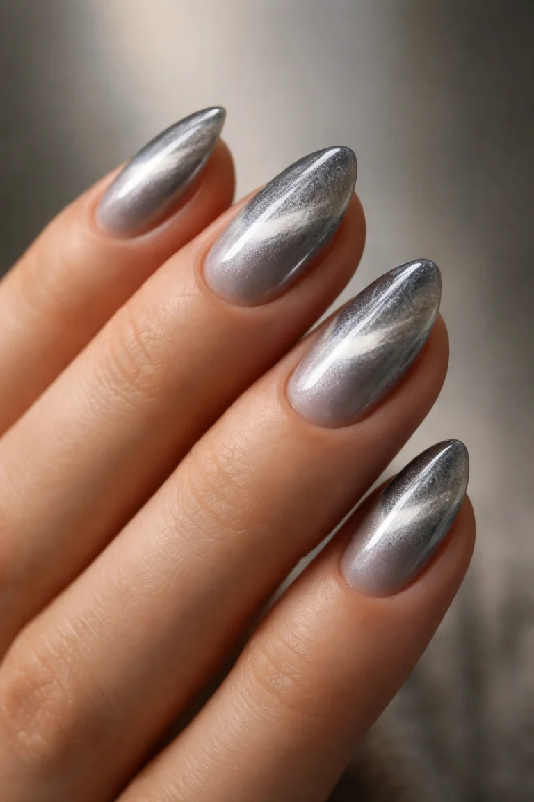 15 Short Silver Almond Nails That Look Expensive