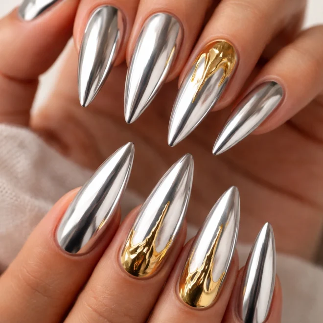 20 Chrome Stiletto Nail Ideas