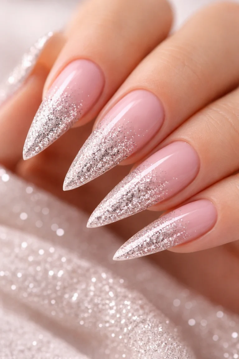 10 Pink and Silver Stiletto Nail Ideas