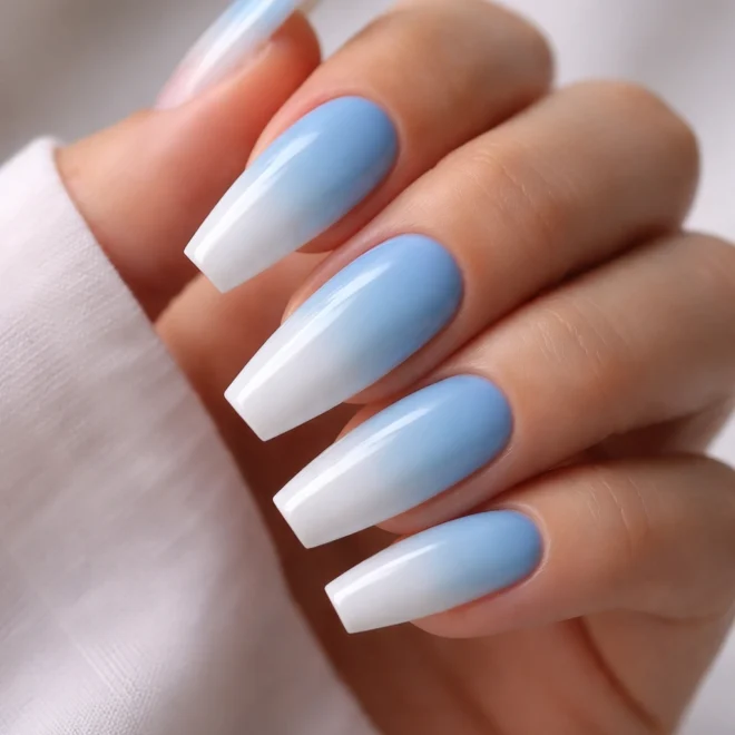 14 Blue Coffin Nail Ideas for Medium Nails