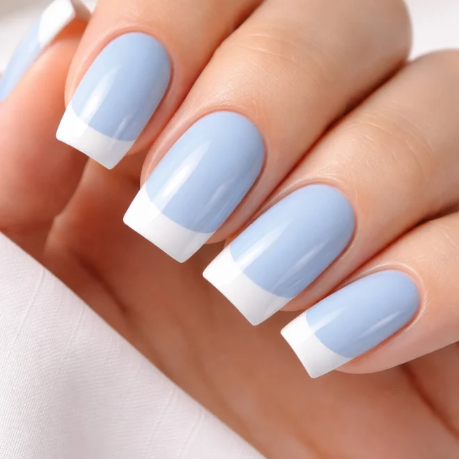 12 Baby Blue Soft Square Nails That Look Sweet