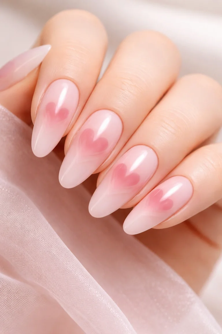 12 Long Round Heart Nails for a Date Night Set