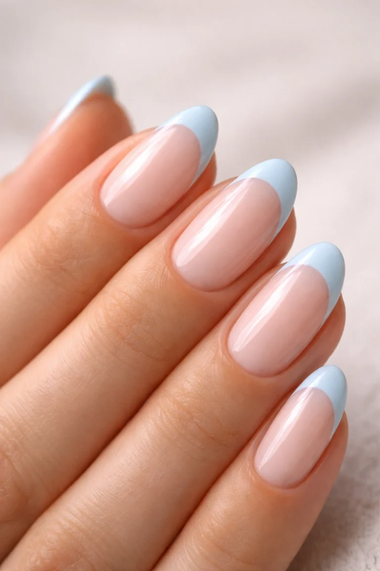 12 Short Light Blue French Tip Almond Nails to Try