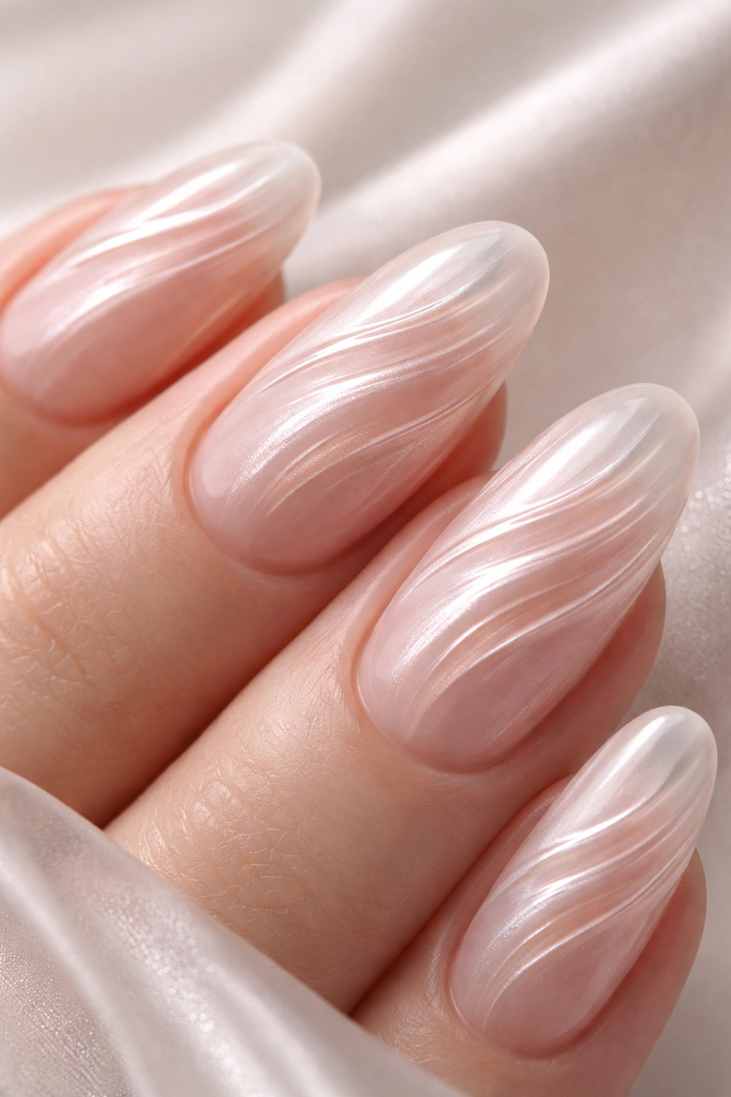 Close-up of soft waves nail texture with shallow ridges