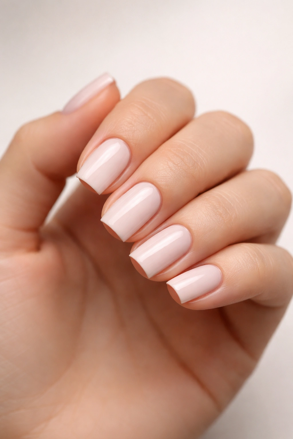 Close-up of a hand with short square nails