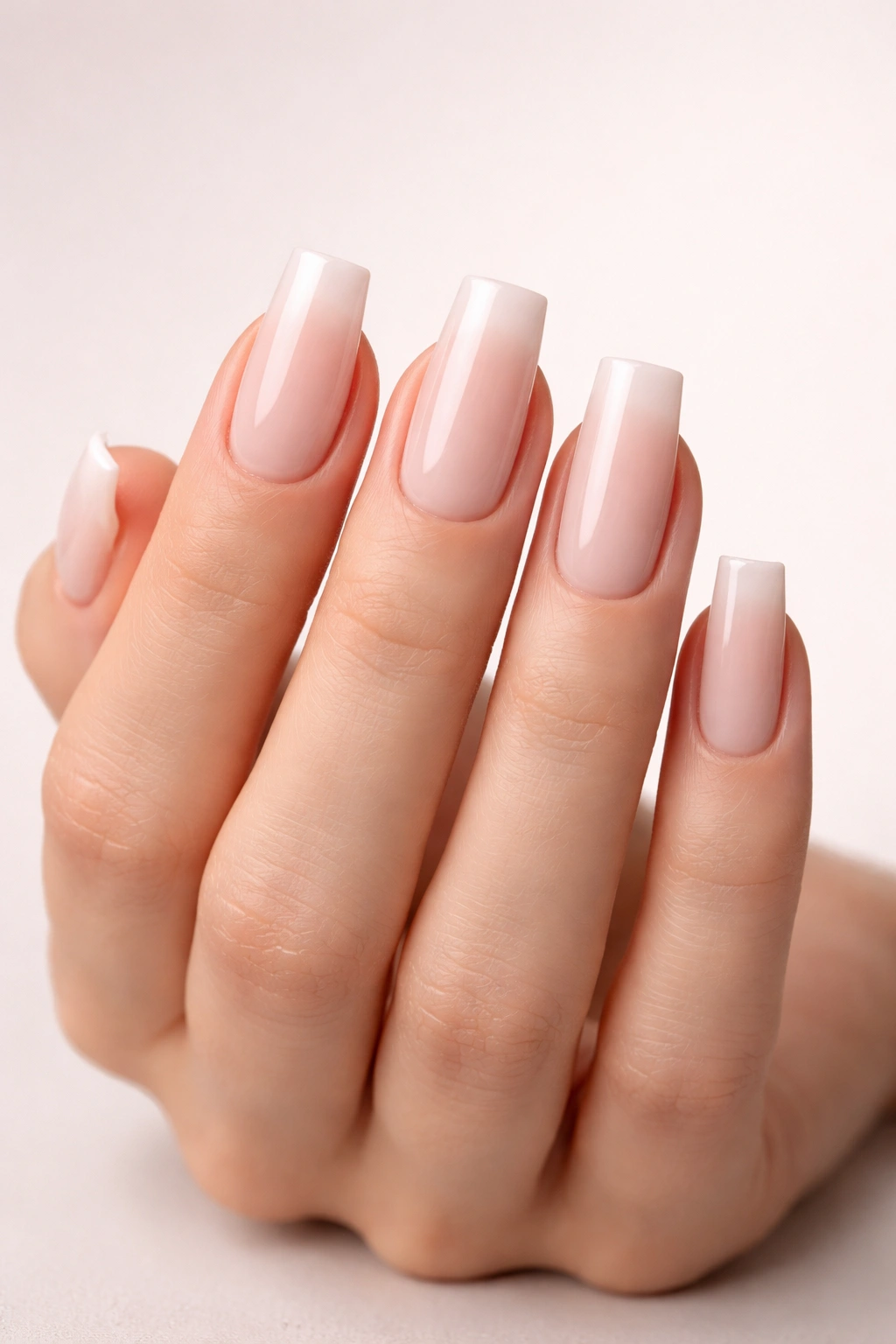 Hand with square nails showing sharp edges and flat tips