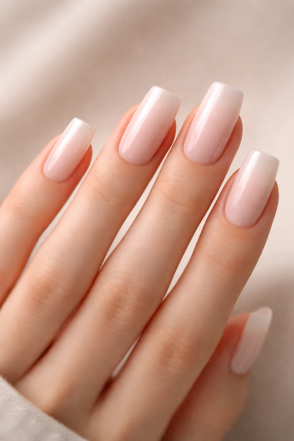 Square nails on slim fingers with clean edges