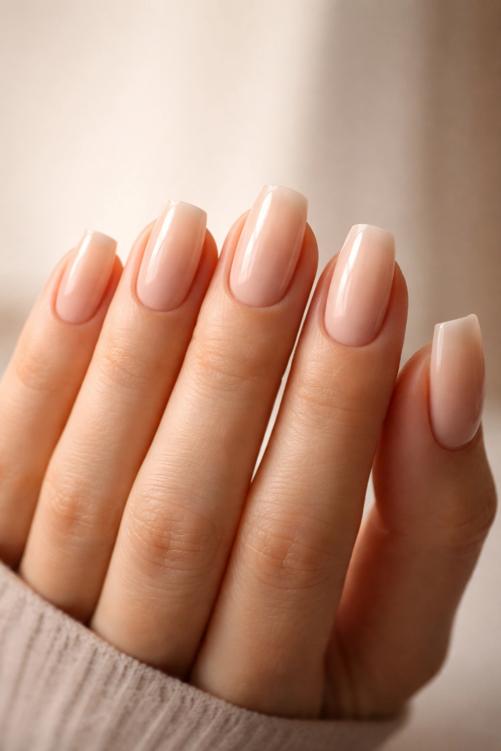 Hand showing different square oval nail variations