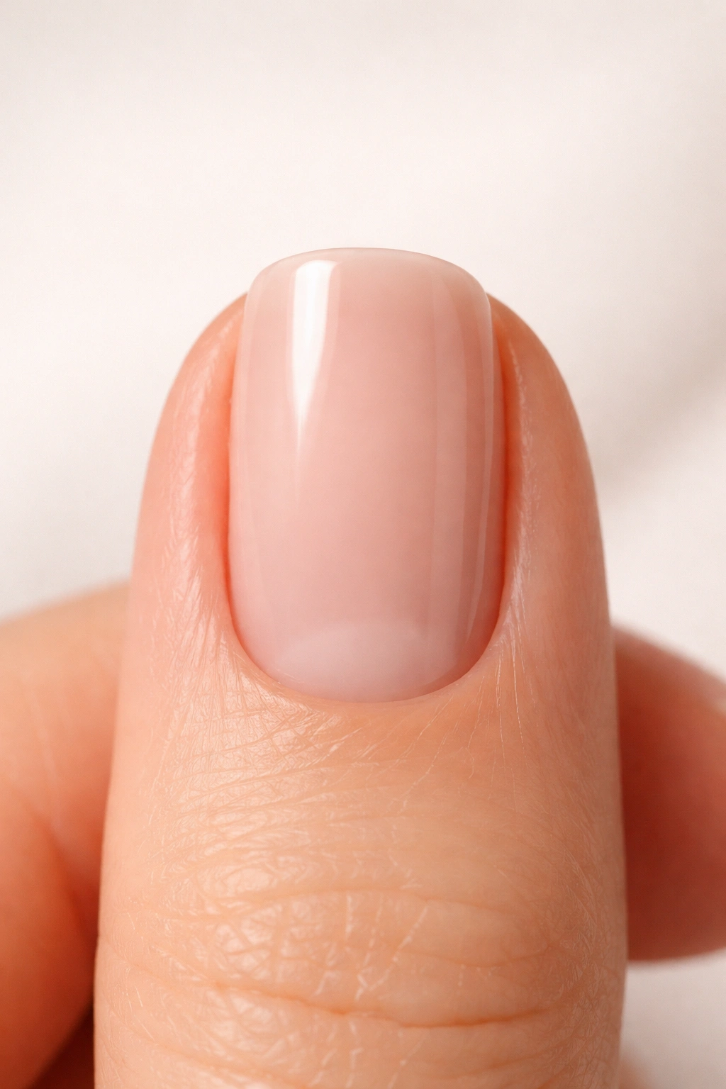 Short squoval nail with straight edge and rounded corners