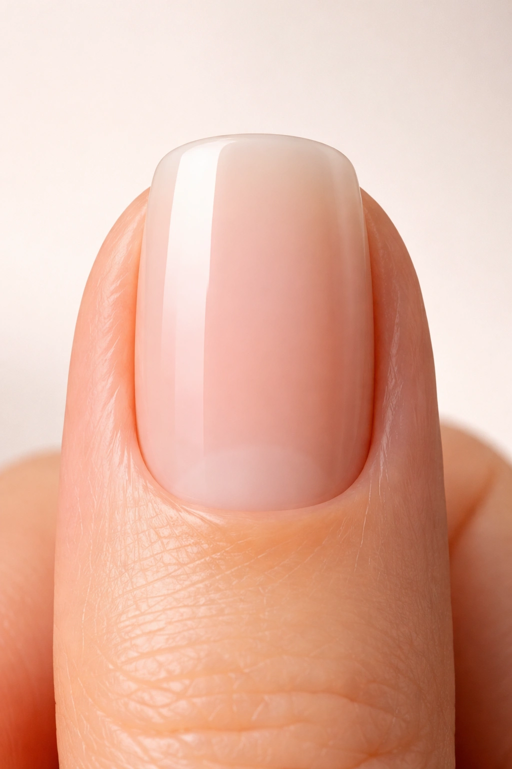 Single squoval nail showing balanced width and angular corners