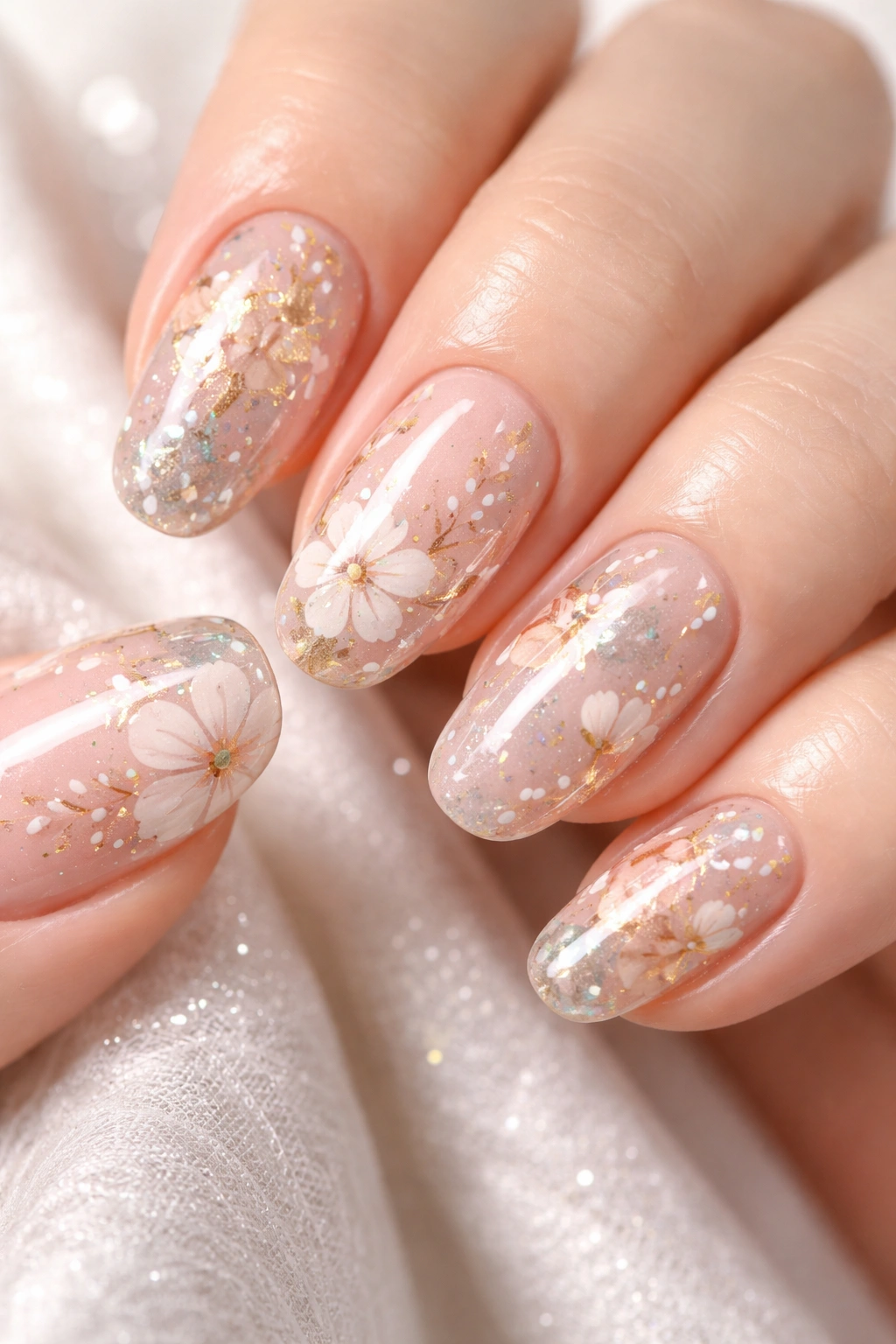 Nail sticker manicure with high shine top coat extending wear