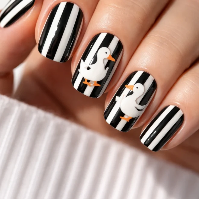 12 Black and White Duck Nail Ideas