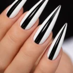 14 Black and White Stiletto Nail Ideas